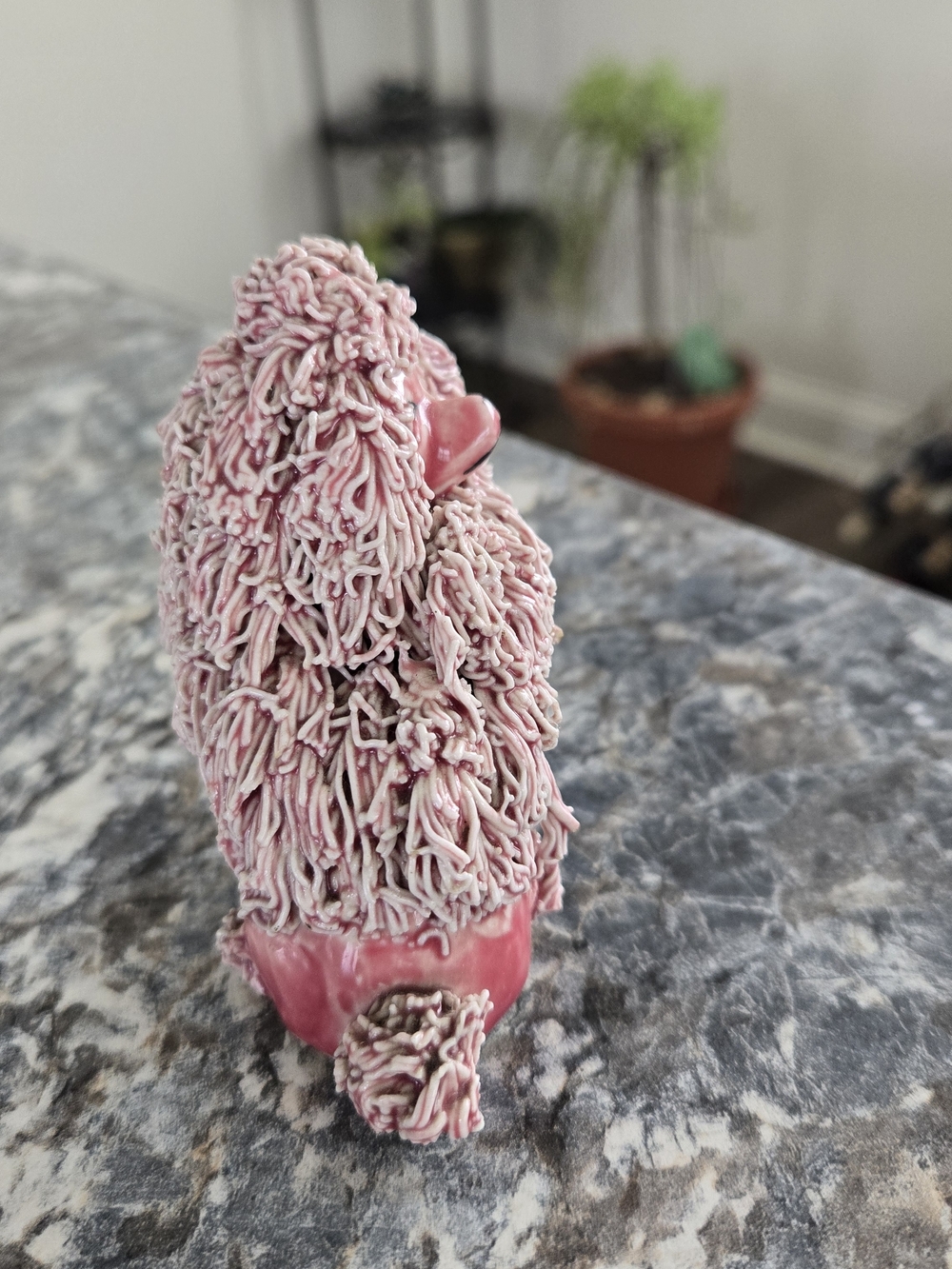 Vintage Pink Spaghetti Poodle Figurine, Mid Century Dog Collectible - Picture 5 of 6
